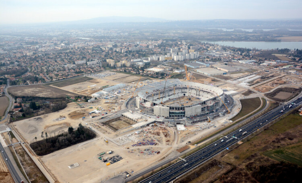 Grand Stade OL - chantier, vue aérienne Lyon
