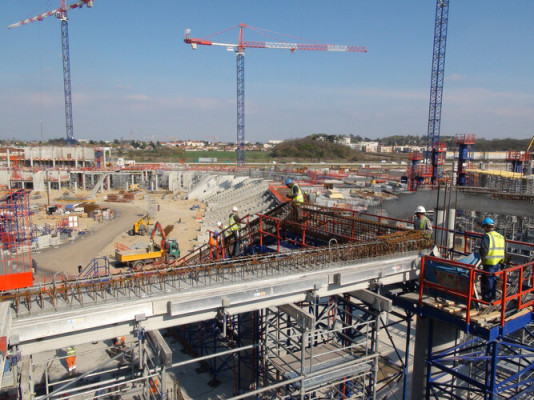 Grand stade OL Lyon - Avancée des travaux chantier béton analyse prélèvement